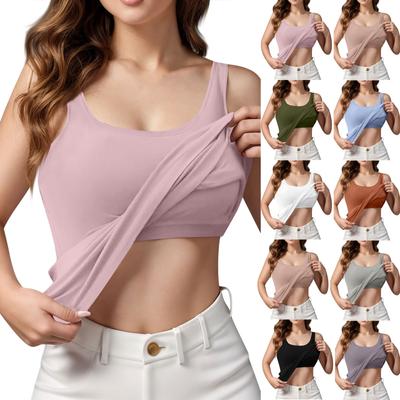 Женская однотонная рубашка с чашкой для йоги, спортивное нижнее белье, жилет
