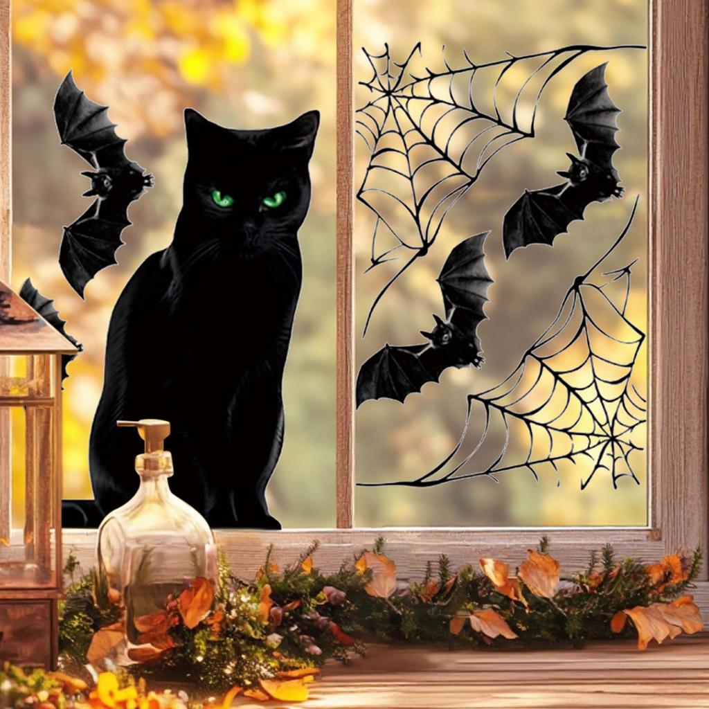 Хэллоуин Декоративные Наклейки на Окна Летучие Мыши Праздничная Вечеринка Наклейки для Украшения Стен Гостиной ПВХ Самоклеящиеся