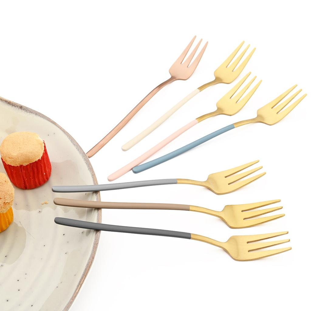 Горячая 1 шт. красочная маленькая вилка из нержавеющей стали 304, вилка для торта, вилка для чая, закусок, столовые приборы, столовые приборы, десертная вилка для фруктов, столовое серебро