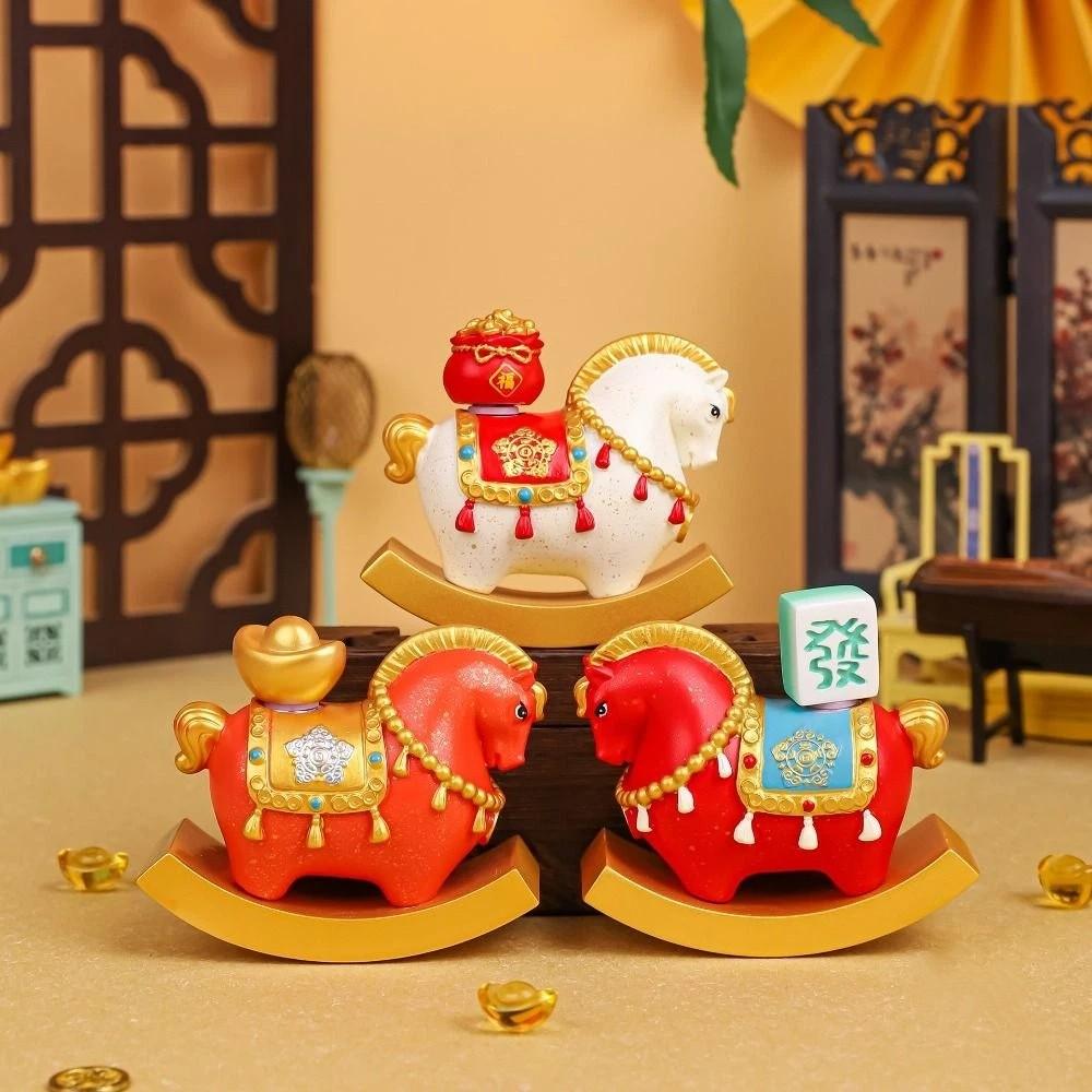 Миниатюрная лошадь из смолы, китайский стиль, зодиакальные украшения в виде лошади, настольное украшение, офисное украшение