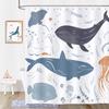 Whales Dolphin Shark Ocean Shower Curtain Bathroom Decor Tropical Nautical Marine Sea Life Waterproof Art Wallpaper Home Accent
