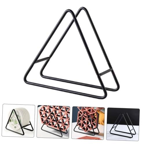 SHOWERORO Iron Coaster Holder, Coaster Holder without Coasters, Coffee Mat Stand, Tabletop Coaster Rack, Coaster Caddy, Triangular Plate Stand, Coaste