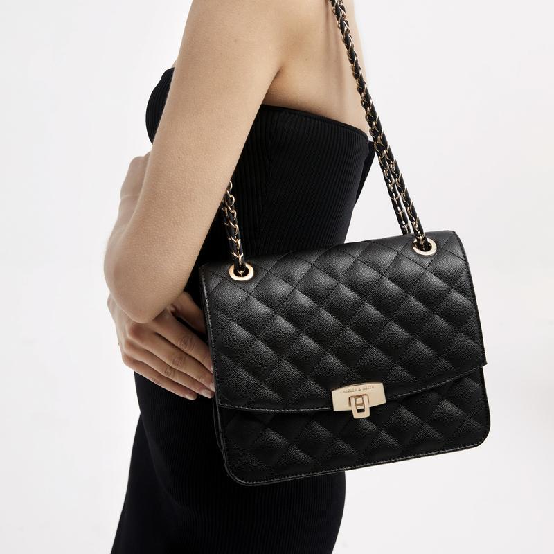 Charles & Keith Reconstructed Metal Chain Quilted Versatile Medium Shoulder Bag Women Shoulder Bag Multiple-Colors CK2-70781538-2