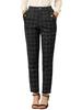 Allegra K Women's Vintage Tartan Check Long Pants with Straight Elastic Waist, Black, Size 3XL