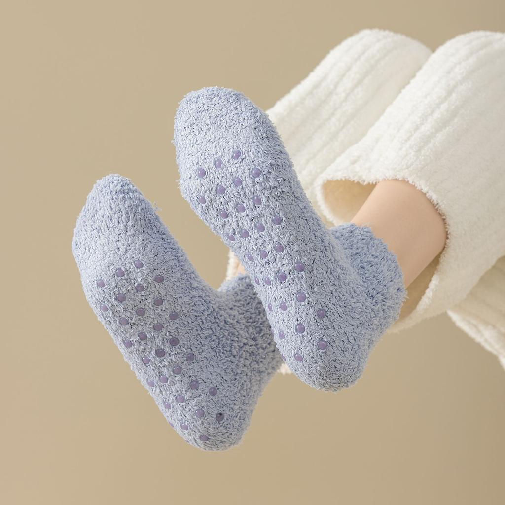 Осень Зима Нескользящие Коралловые Напольные Носки Ковер Домашние Тапочки Для Сна Комнатные Короткие Носки Женские Толстые Теплые Носки