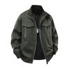 Men's Solid Color Zipper Lapel Retro Jacket Casual Sports Fashion Workwear Coat