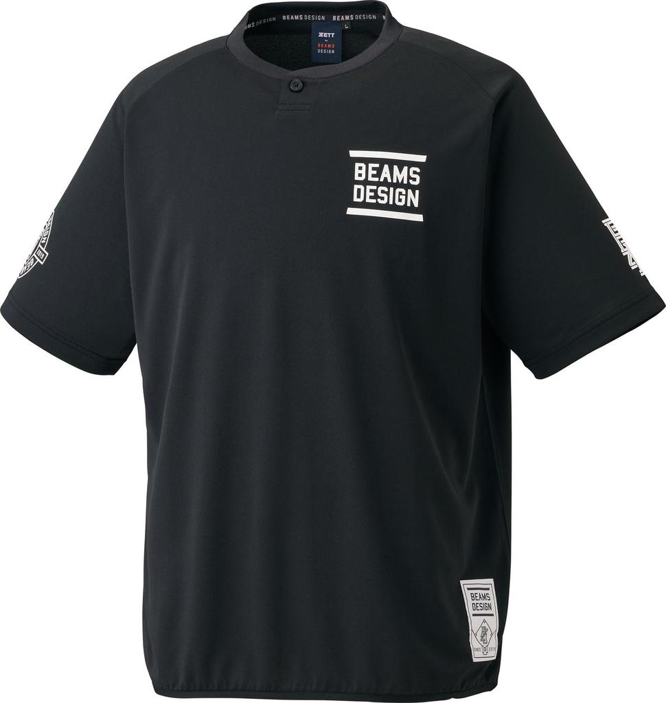 ZETT Baseball ZETT by BEAMS DESIGN Henley Neck Layered Black Size BOT77406 Top, Shirt, (1900), L,