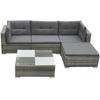 42741 vidaXL Garden Lounge Set 5 Pcs with Cushions Wicker Resin Grey