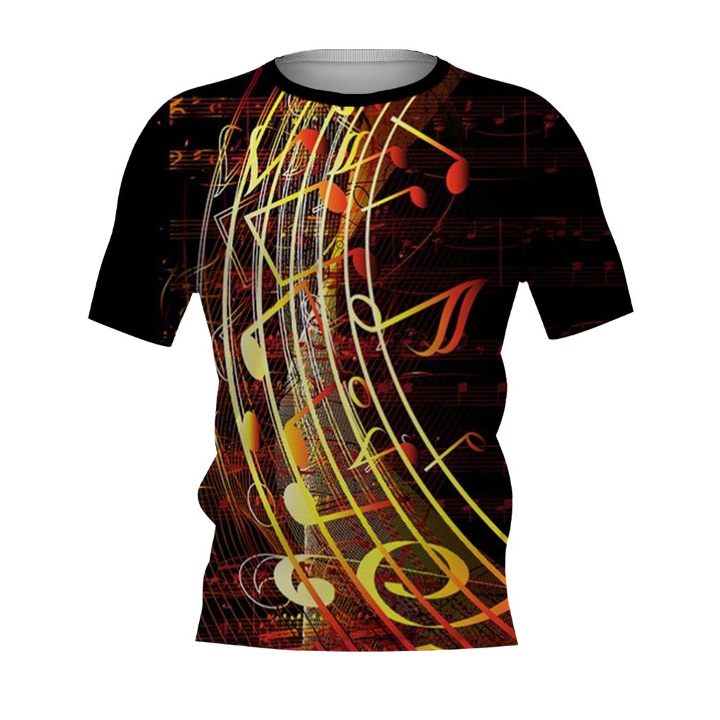 Мужская футболка с принтом ретро 3D ноты мужская одежда повседневная с коротким рукавом уличная дизайнерская футболка свободного покроя мужская одежда
