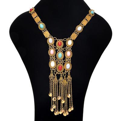Ювелирные изделия Длинное ожерелье Bohemian Manifesto Ethnic Tribe Lady Retro Rhinestones Fashion Lady Ожерелье