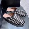 Women's Fashion Baotou Slippers Fall New Round Head Deep Mouth Rhinestone Leisure Comfortable Sandals
