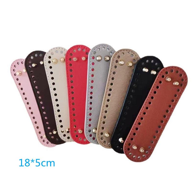 1Pc Bag Components Long Bottom For Knitted Bag Pu Leather Base Handmade With Holes Diy Crochet Accessories