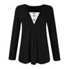Women's Fashion Casual Long Sleeve Shirt Solid Color Button V Neck Up Tops