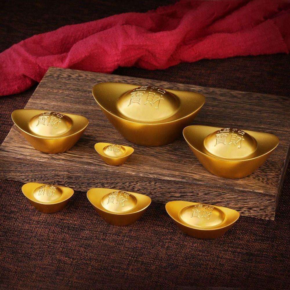 Pure Copper Gold Ingot Solid Desktop Ornaments Simulation Treasure Bowl Ornament Living Room