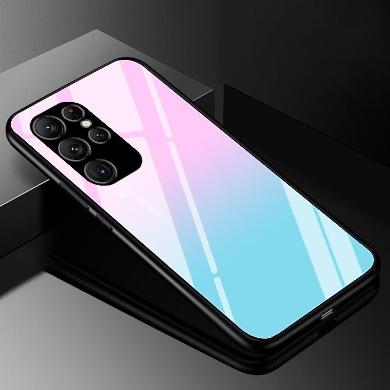 Чехол-крышка для Samsung S24 S23 Ultra, чехлы из закаленного стекла для Samsung Galaxy S22 S21 S20 S23 Plus FE, роскошный жесткий бампер с задней панелью