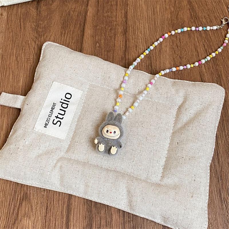 Colorful Labubu Bead Necklace for Women 2025 New Popular Fashion Accessory Niche Design Collarbone Chain