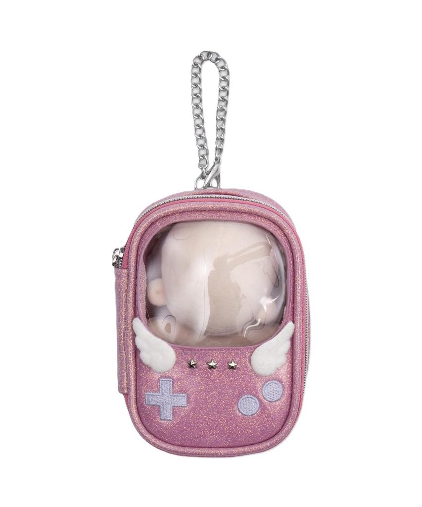 WEGO GAME Plush Toy Pouch, Glitter Pink, Pattern 1, Size F