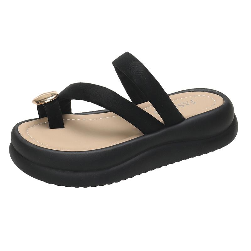 Тапочки с резинкой, женские, летние, с металлической толстой подошвой, удобные, для отдыха, пляжные сандалии, женская мода, женская, летняя, дышащая обувь