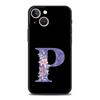 Чехол для телефона с фиолетовым цветком и буквами для iPhone 17 16 15 Pro Max 11 12 13 14 7 8 Plus SE 2020 X XR XS Cover Мягкий Черный