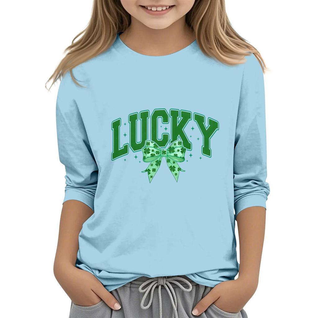 Детская повседневная футболка с принтом в виде воротника с надписью «Св. Патрик» и рукавами длиной 7 минут