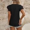 Женская модная однотонная футболка с короткими рукавами и V-образным вырезом