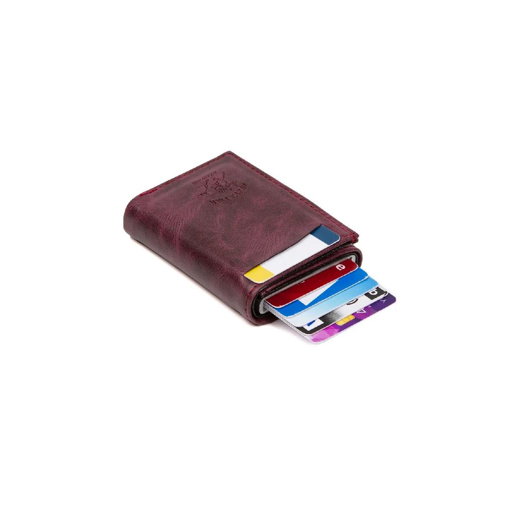 Сиреневый кожаный кошелек с Rfid-защитным алюминиевым механизмом, автоматическим держателем для карт и отделением для бумажных денег