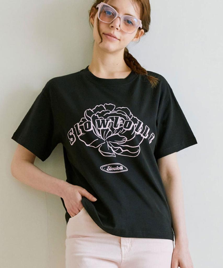 SLOWLOLLI Flower-Printed T-Shirt_2 Colors