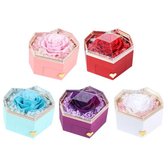 Консервированная шкатулка для колец с розами, шкатулка для украшений в форме сердца, консервированная шкатулка для ожерелий с цветами и скрытым ящиком, подарок на ее день рождения, годовщину, предложение