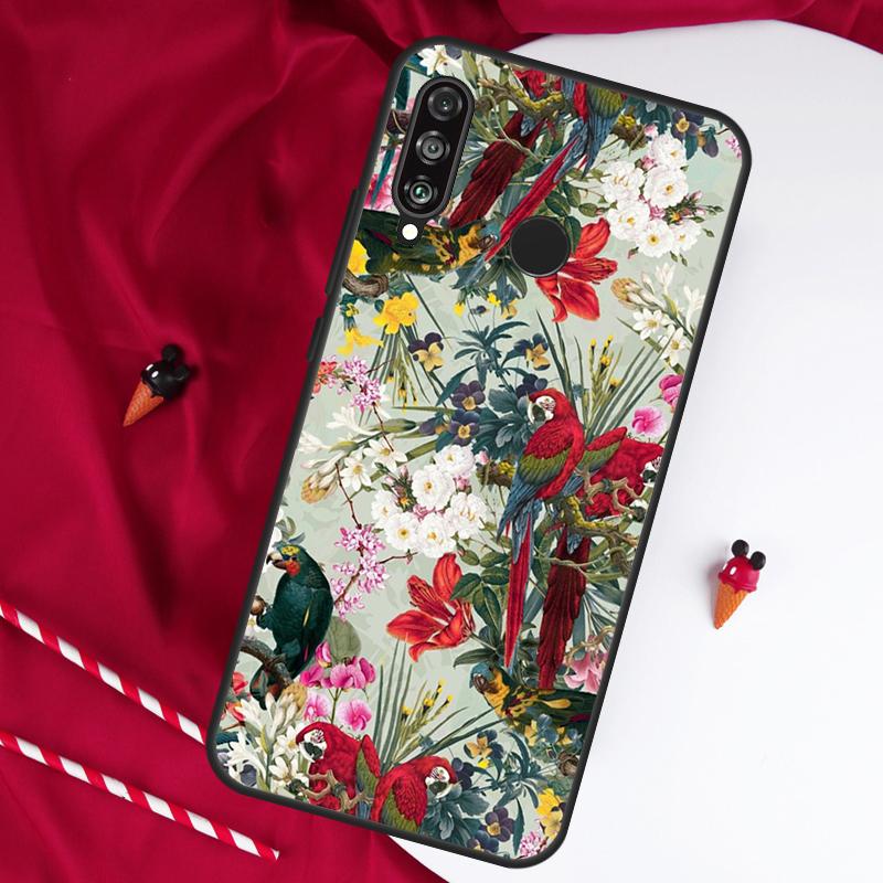 Garden Birds Vintage Tropical FLORAL For Huawei Nova Y61 Y91 Y90 Y70 Y60 Y72 12s 12i 11i 7i 8i 9 10 SE P60 Pro P30 P40 Lite Case