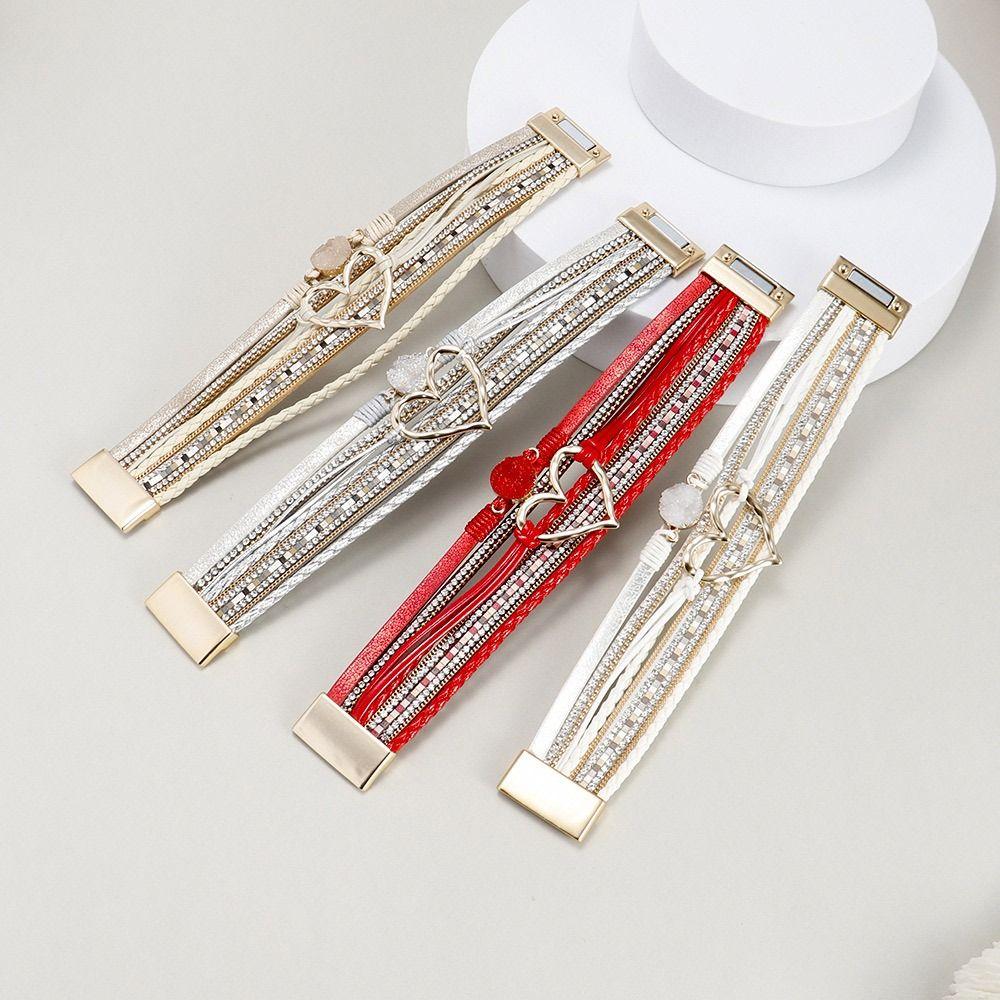 Большая Любовь Богемский Многослойный Браслет из ПУ Кожи Многослойный Браслет Шарм Браслеты Женский Женский Девушка