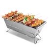 Portable Camping BBQ Grill Unfold and Use No Tools Needed Stainless Steel Folding Charcoal