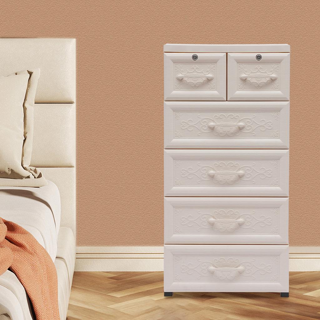 5-ярусный шкаф для хранения с и 5 ящиками, современный белый сервант, прямоугольный PP органайзер для хранения (Грузоподъемность 30 кг)