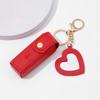 1pc Lipstick Bags Portable Keychain Solid Wallet Mini With Mirror Leather Protective Cover