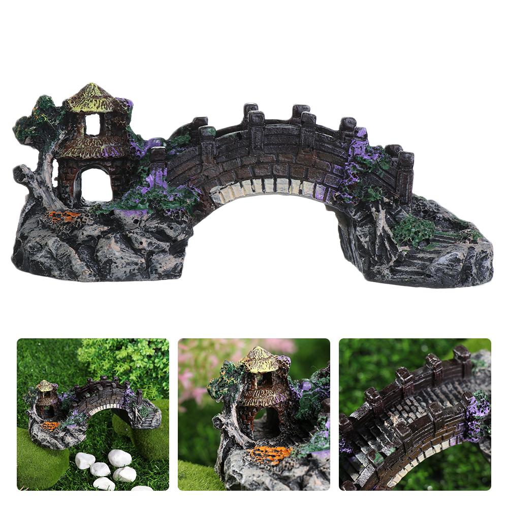 Pet Supplies Artificial Bridge Rockery Fake Landscaping Fish Tank Ornament Resin Aquarium Ornaments