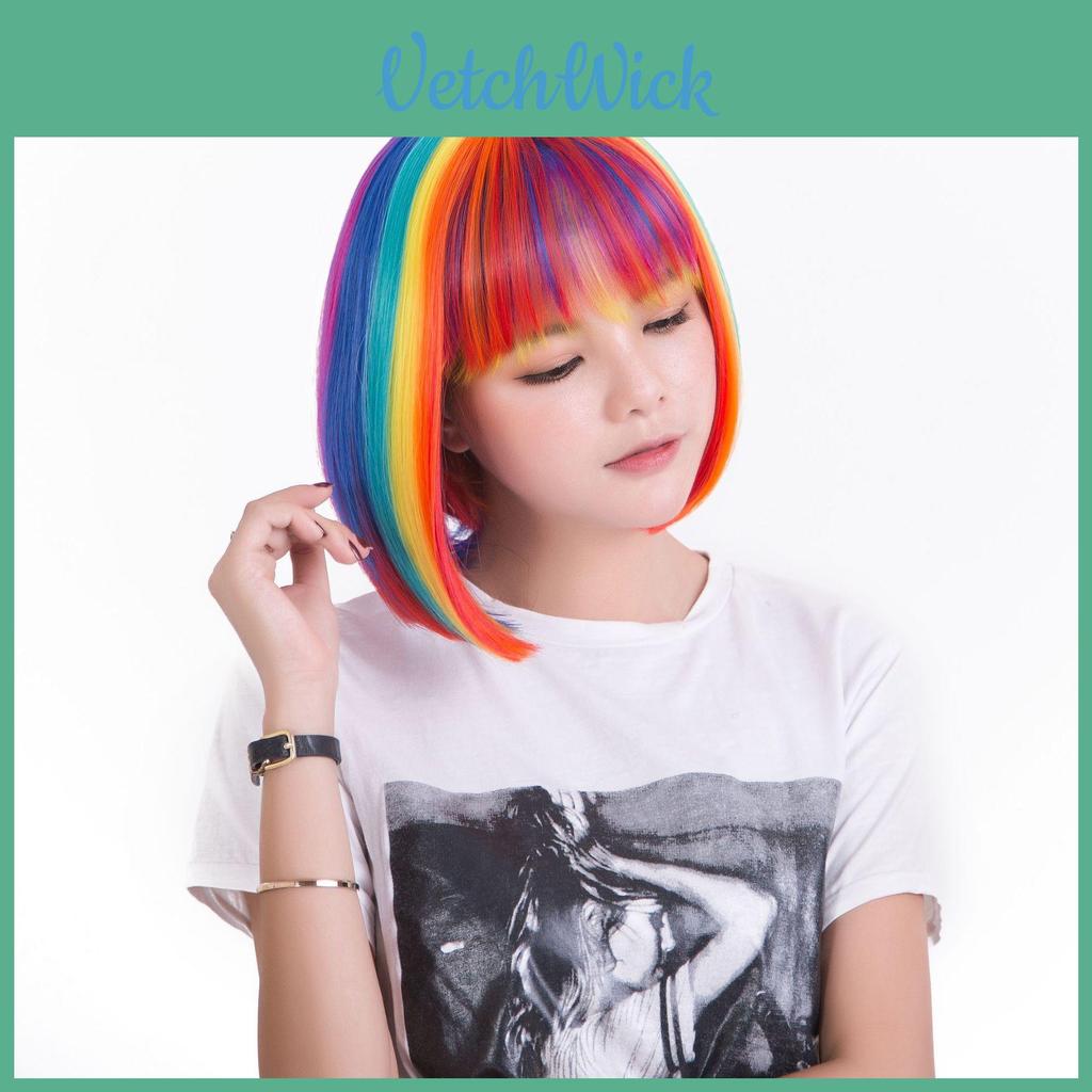 Cosplay Short Rainbow Wig For Festival