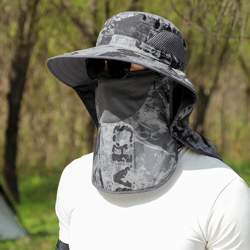 Летняя мужская шляпа от солнца с накидкой-вуалью, поля 9 см, военный камуфляж, боковая дышащая сетчатая панама, для использования на открытом воздухе, солнцезащитная, для рыбалки