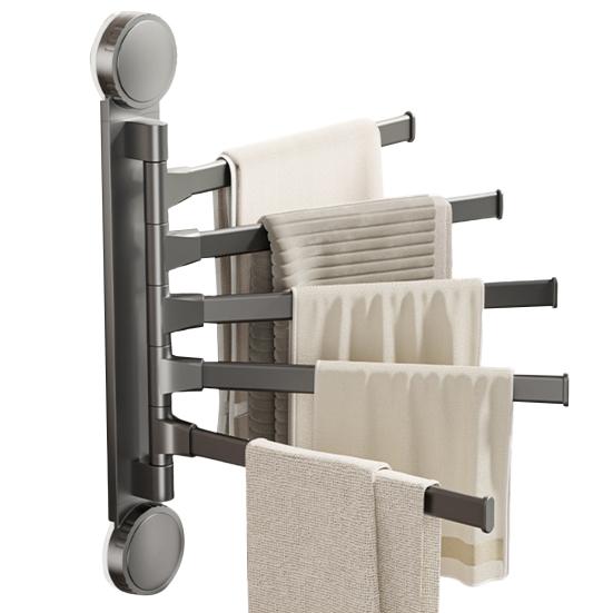 Towel Rack with Extended Pole 180-Degree Rotation Suction Cup Design Quick Installation Multi-Purpose Holder Wall Mounted Towel Hanger