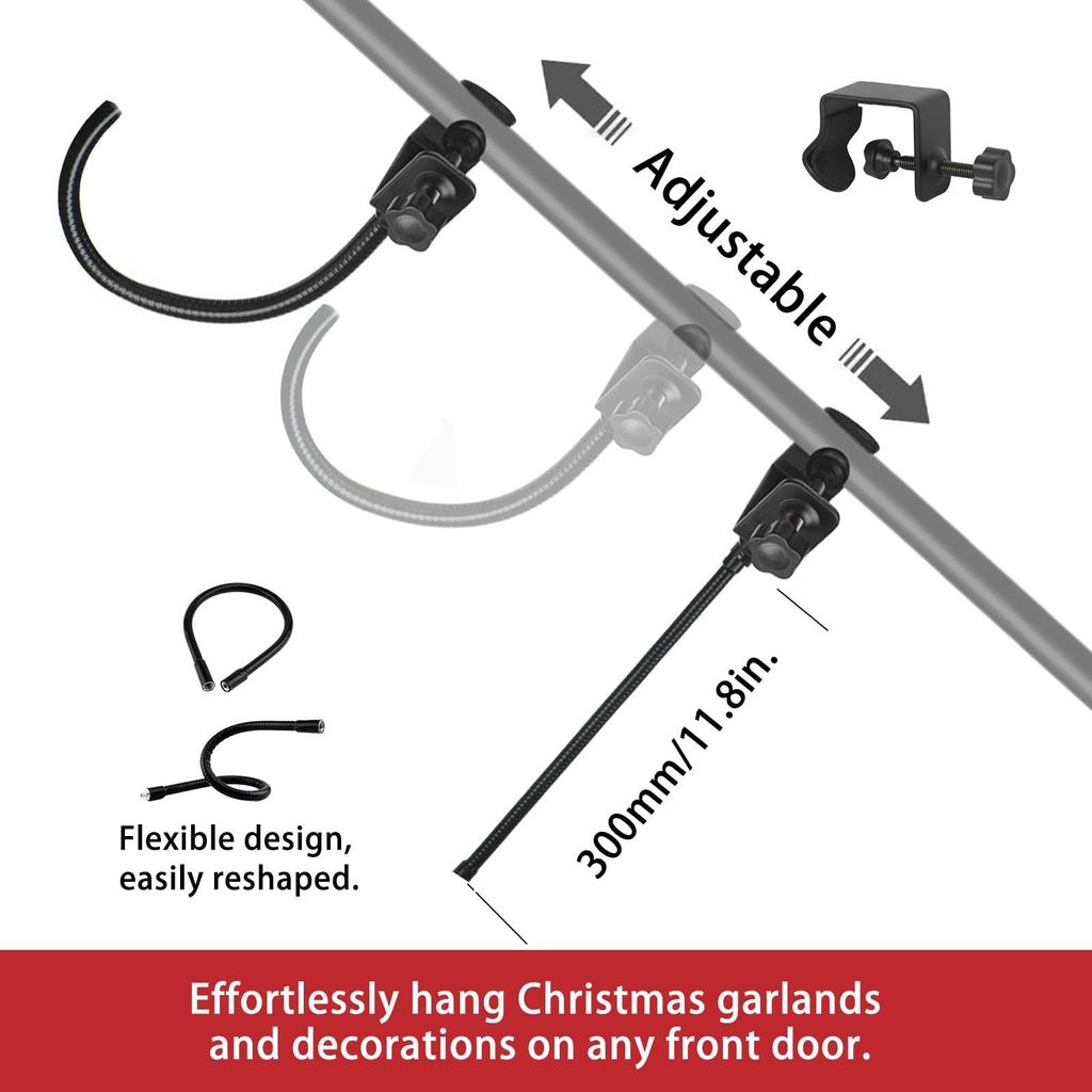 Garland Hanger For Front Double Door Width Doors | Heavy-Duty Christmas Decoration Holder For Wreaths, Lights, & Garland | No Screws, Drilling, G