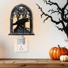 Gothic Crow Wall Sconce Lighted Wall Decoration Church Arch Sconce with Light-Up Candle Halloween Decorative Light for Living Room Kitchen