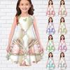 Girls 3D Print Dresses Kids Girl Party Sleeveless Princess Dress Tank 3D Print Swan Dress