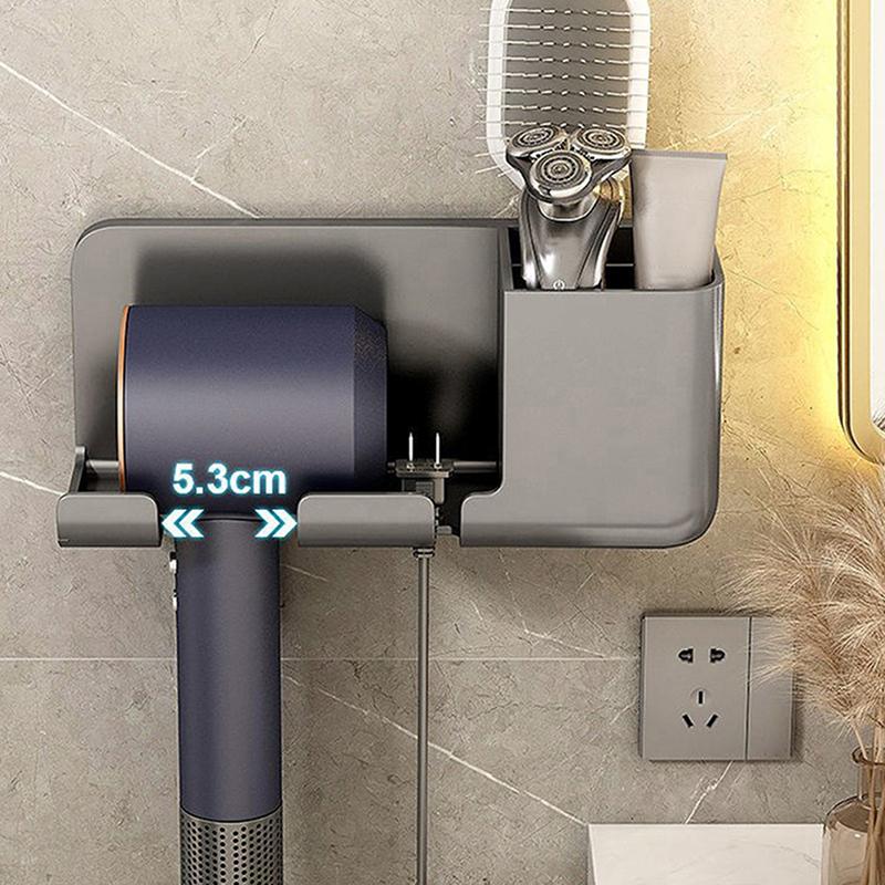Настенный держатель для фена для ванной комнаты без перфорации, стеллаж для хранения, органайзер, полка