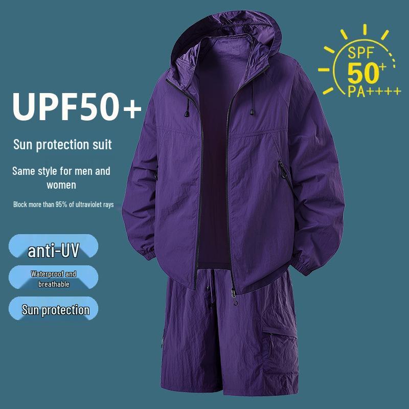 Couple's Outdoor Summer UV-Protection Hooded Ice Silk Sport Suit Set
