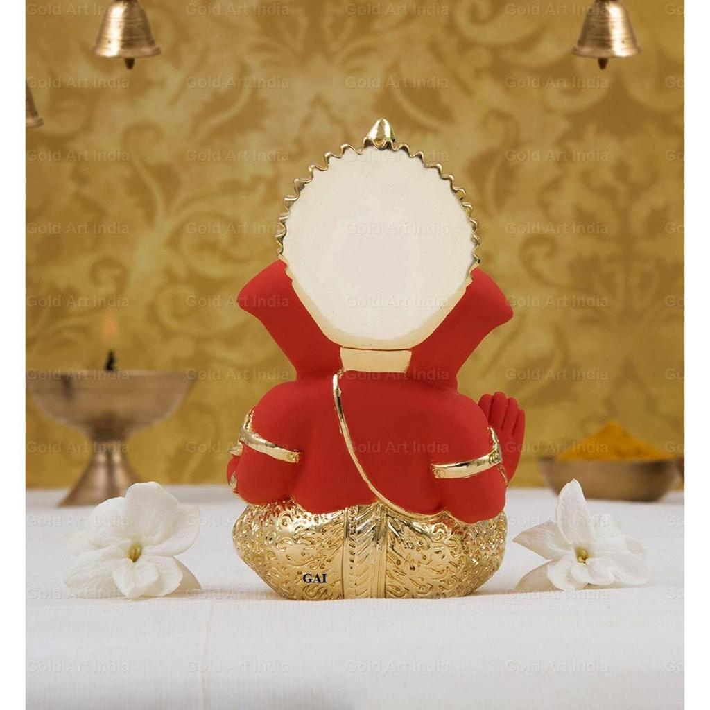 Позолоченная и посеребренная золотая и оранжевая статуэтка Ганеши для приборной панели автомобиля, Мурти Ганеши, Идол Ганапати для домашнего декора, Пуджа, Статуэтка Господа Ганеши, Подарок