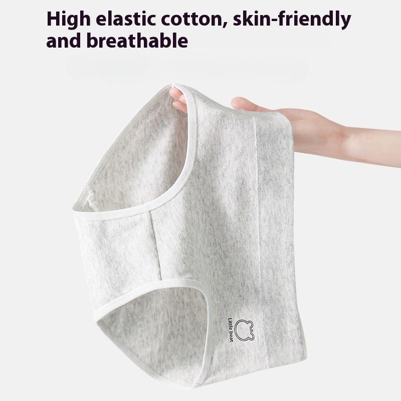 Women's Cotton Panties Bear Seamless Mid-waist Briefs Simple and Comfortable Underwear
