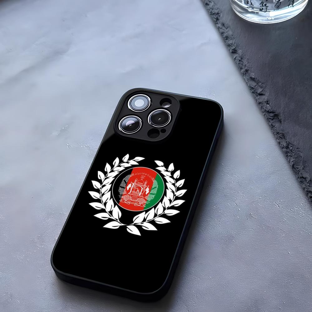 Чехол для телефона Афганистан Афганский Флаг Закаленное Стекло Для IPhone 17 13 14 16 12 15 11 Pro Max Plus Mini X XR SE2020 Coque