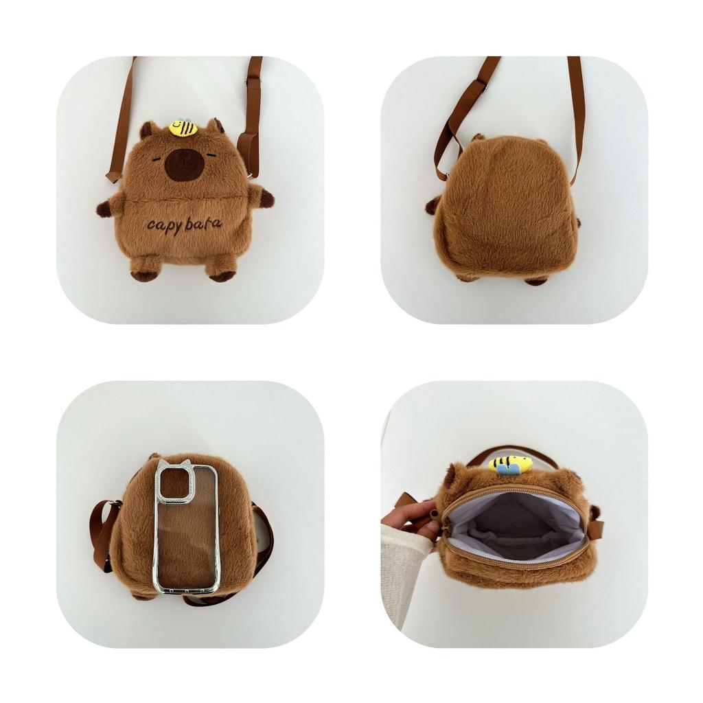 Милая милая кукла капибара маленькая квадратная сумка девичье сердечко студенческая сумка для хранения для поездок на работу капибара наплечная сумка-мессенджер