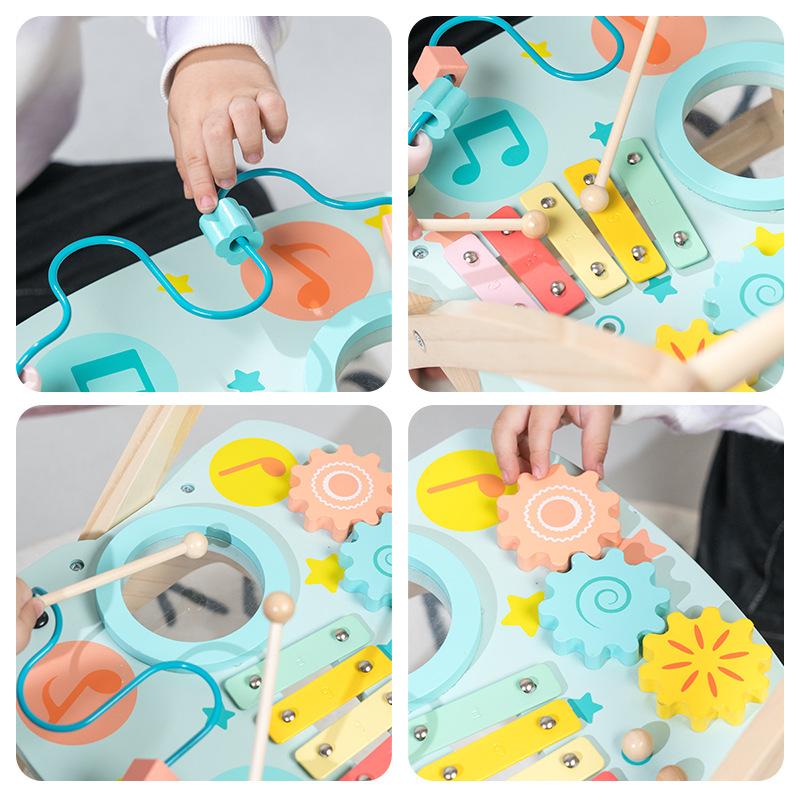 BABIBO Детские деревянные ходунки/тележка для ходьбы для новорожденных, многофункциональные игрушки для стука бусин