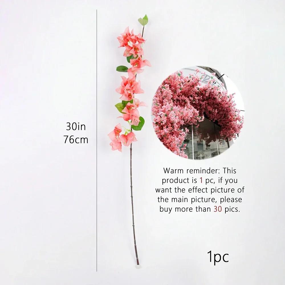 1pc 76cm Artificial Bougainvillea Flower Garland Floor Mounted Vine for Outdoor Wall Arch Wedding Centerpieces Decoration Flower