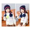 3-12 Years Autumn Winter Kids Beanie Hairball Solid Color Thickened Fleece Lined Jacquard Baby Girls Knitted Hat for Outdoor
