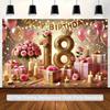 2D Luxury Pink Gold 18th Happy Birthday Photography Background Banner